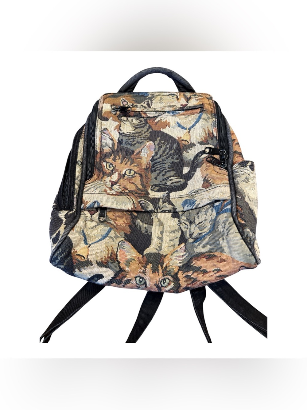 Art of Bags Cat Print Multi-Color Tapestry mini Backpack purse.